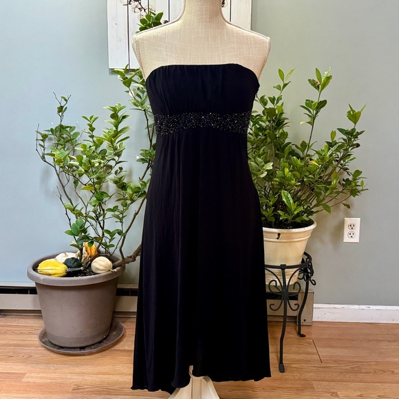 NEW Laundry by Shelli Segal Dress Formal Black Strapless Empire Waist Beaded 6 - Picture 3 of 7